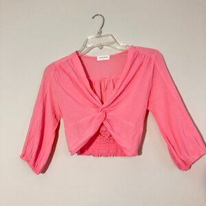 Vestique Pink twist front crop top
